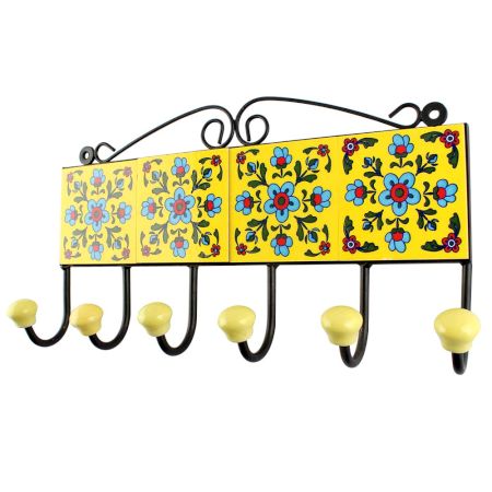 Turquoise Tiny Flower Ceramic Tile Hook